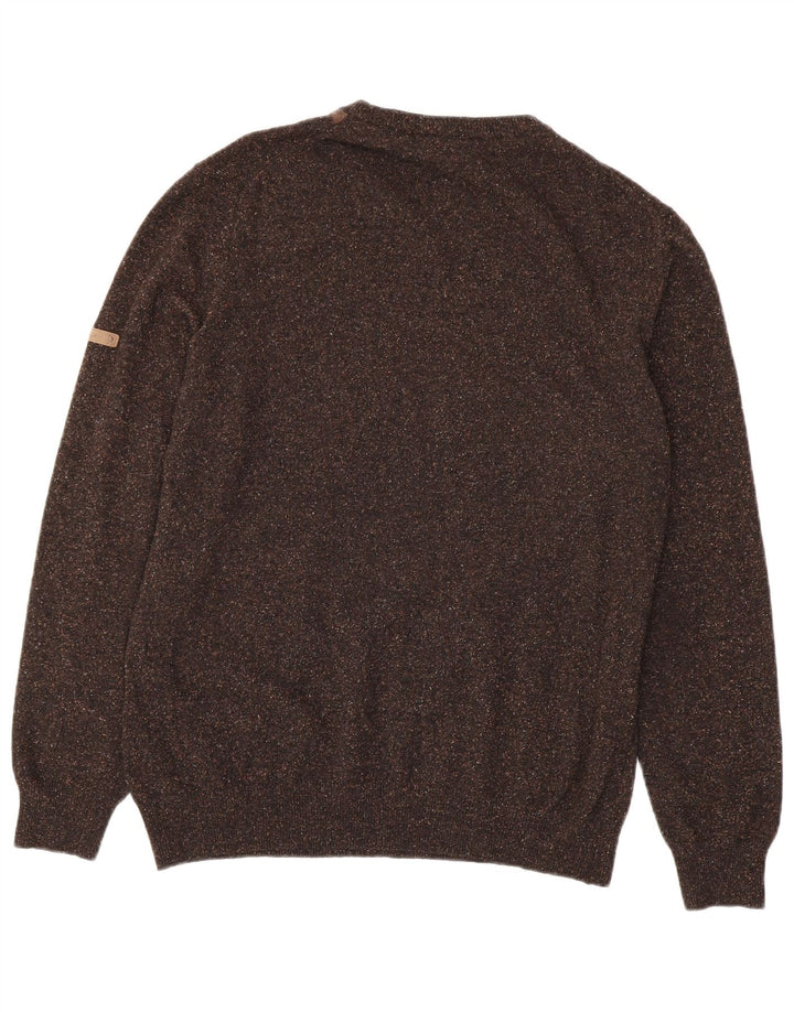 Мужской джемпер Navigare с круглым вырезом, средний коричневый шерстяной узор с ромбиками и ромбами