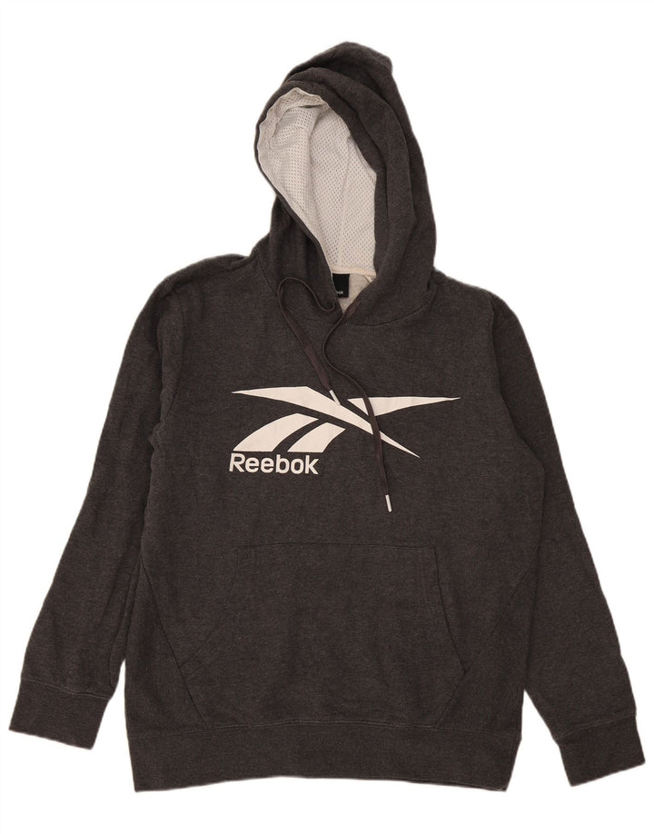 Мужской джемпер с капюшоном Reebok, маленький серый, хлопковый