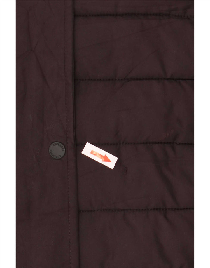 Женское стеганое пальто с капюшоном Superdry UK 12, средний бордовый полиэстер
