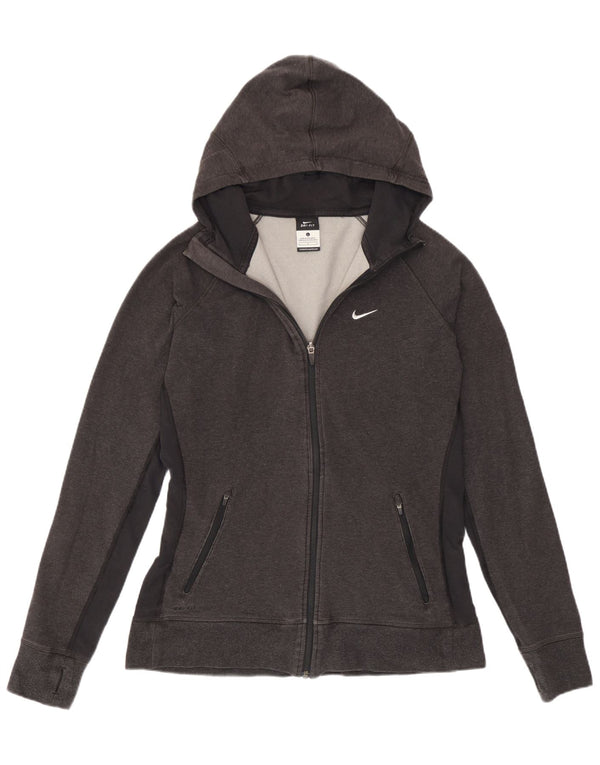 Женский свитер с капюшоном на молнии Nike Dri Fit UK 16, большой серый хлопок