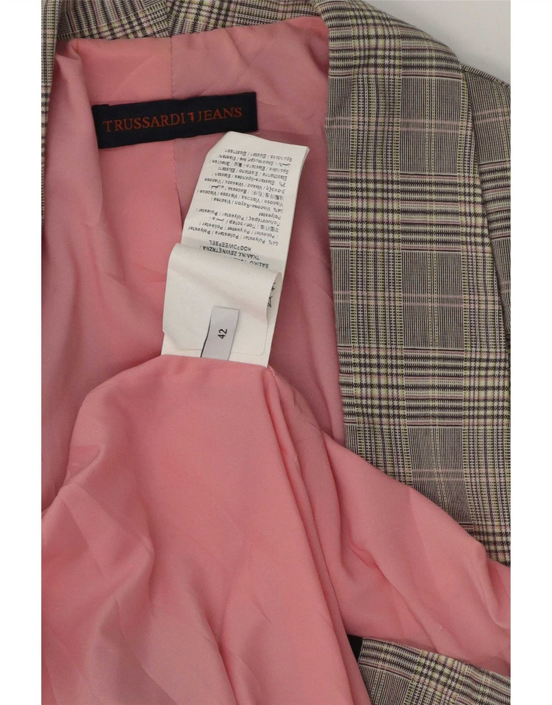 Trussardi Jeans Женский открытый пиджак IT 42 Средне-серый полиэстер в клетку