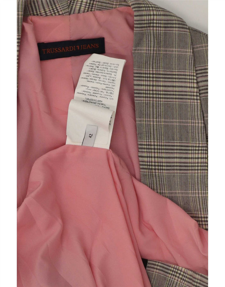 Trussardi Jeans Женский открытый пиджак IT 42 Средне-серый полиэстер в клетку