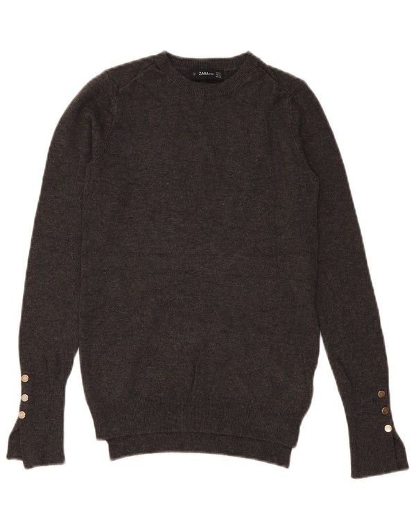 Женский джемпер с круглым вырезом Zara UK 10, маленький серый вискоза