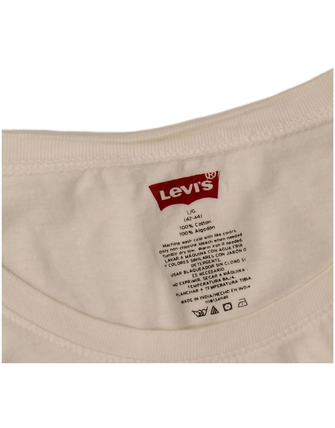 Мужская футболка LEVI'S Top UK 42/44, большой белый хлопок