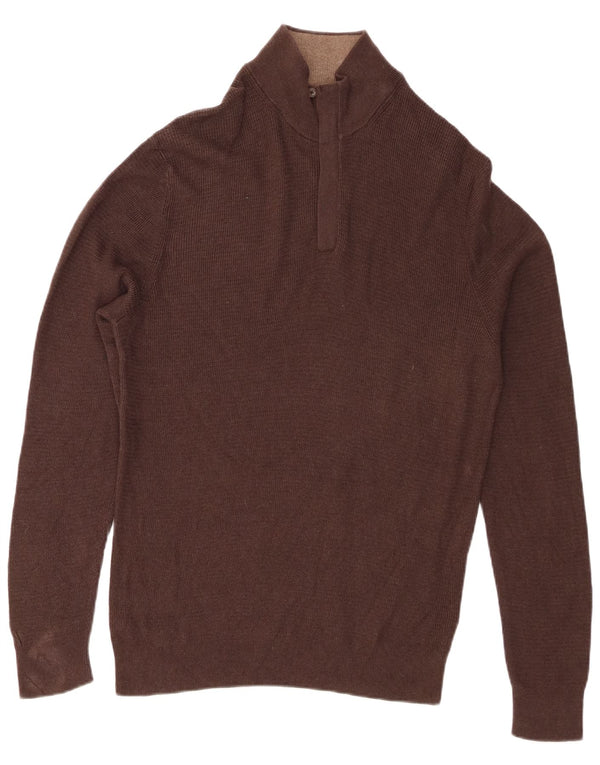 Мужской джемпер с воротником на молнии Massimo Dutti XL, коричневый хлопок