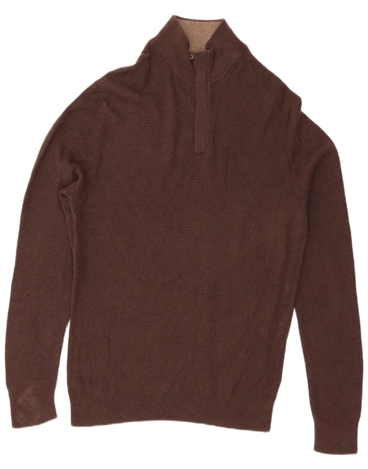 Мужской джемпер с воротником на молнии Massimo Dutti XL, коричневый хлопок