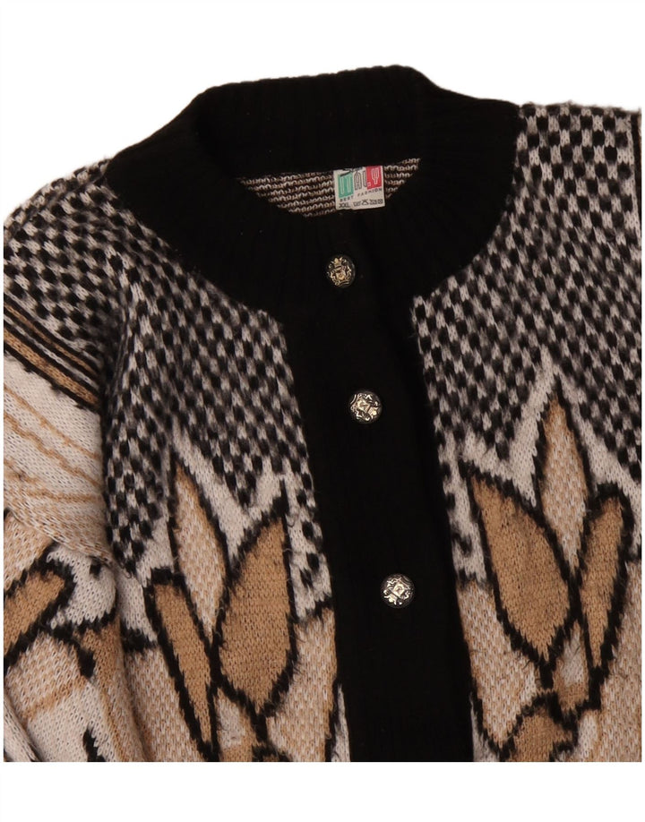 Винтажный женский кардиган-свитер UK 20 2XL с разноцветным цветочным принтом