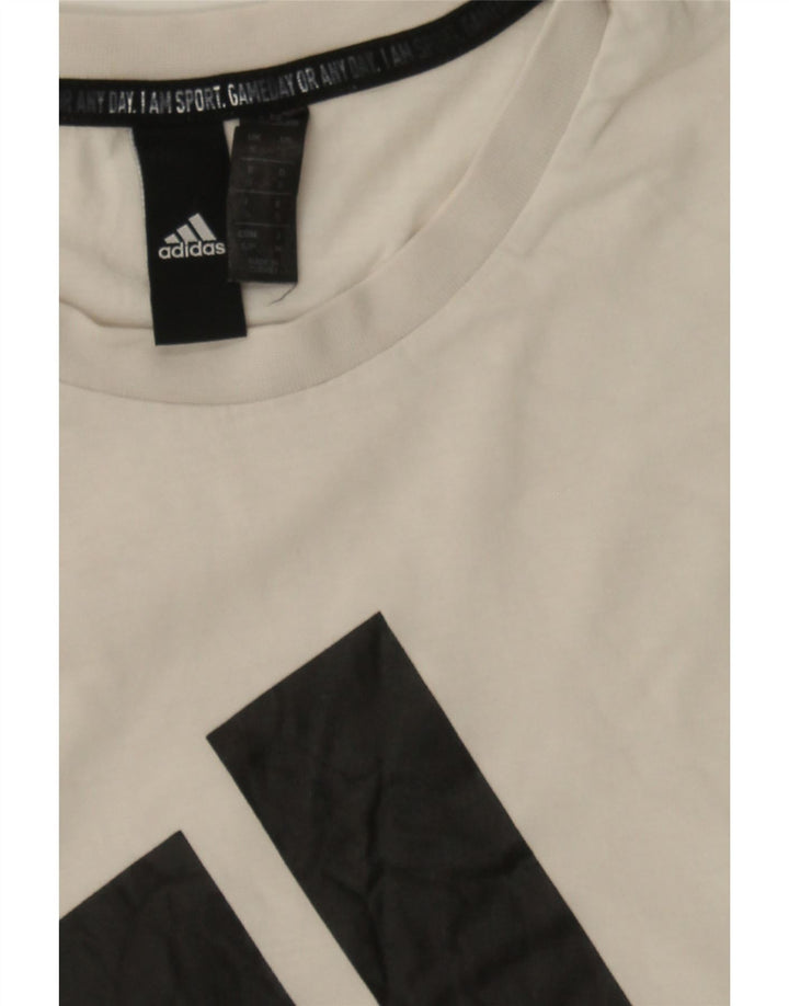 ADIDAS Mens Graphic T-Shirt Top Small White Cotton Vintage Adidas and Second-Hand Adidas from Messina Hembry 