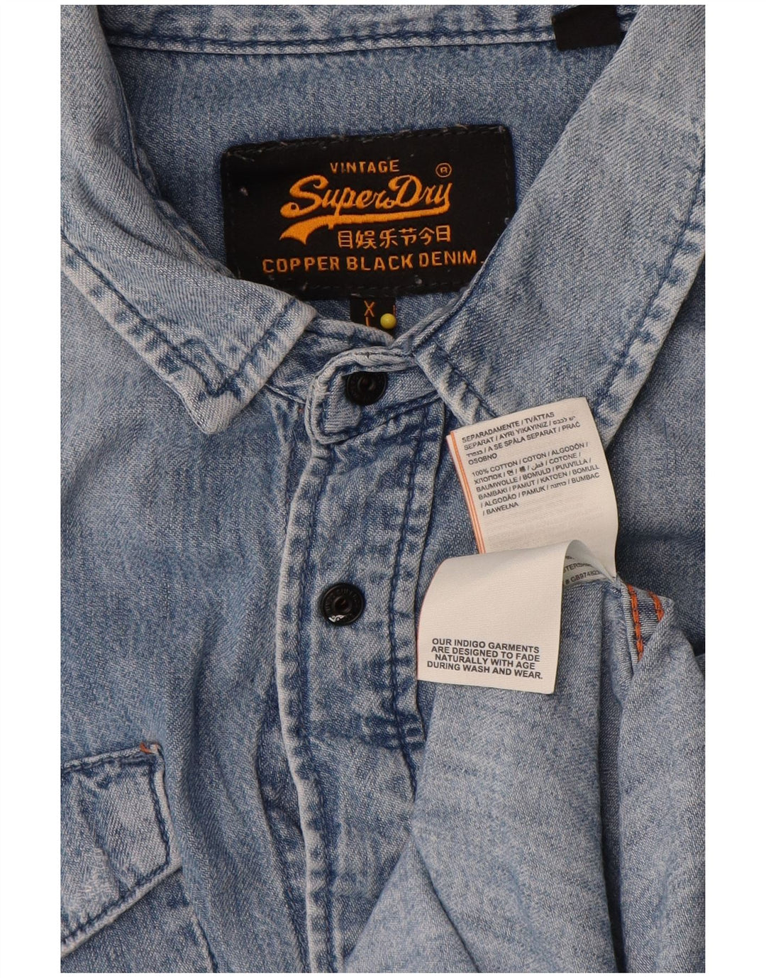 Мужская джинсовая рубашка Superdry XL, синяя, хлопок