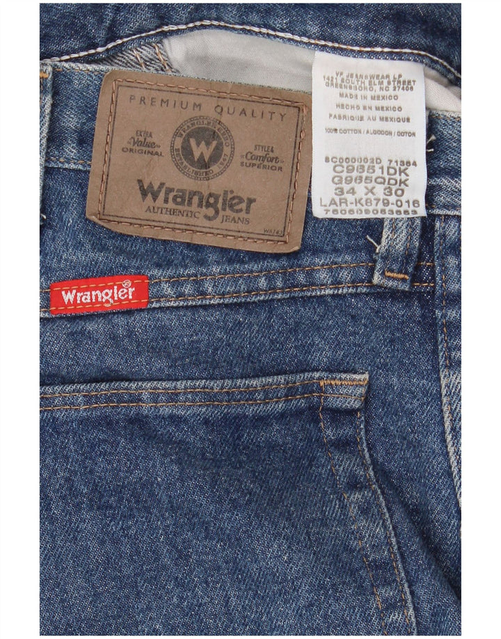 Джинсы мужские прямые WRANGLER W34 L30 синие, хлопок