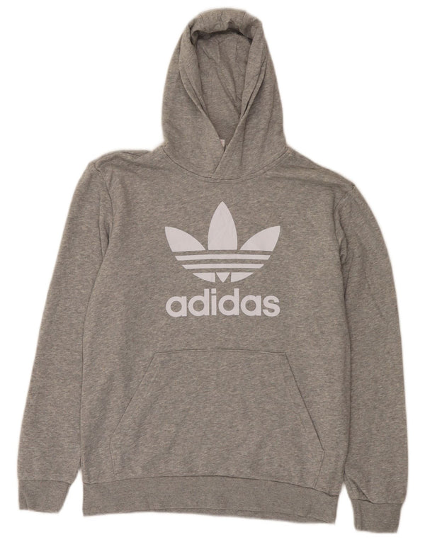 Джемпер с капюшоном Adidas для мальчиков 13-14 лет, серый хлопок с крапинками