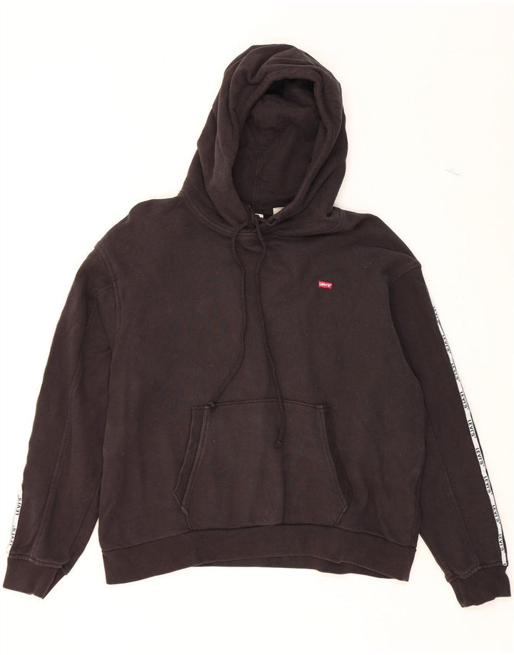 LEVI'S Womens Oversized Graphic Hoodie Jumper UK 14 Medium Black Cotton Vintage Levi's and Second-Hand Levi's from Messina Hembry 