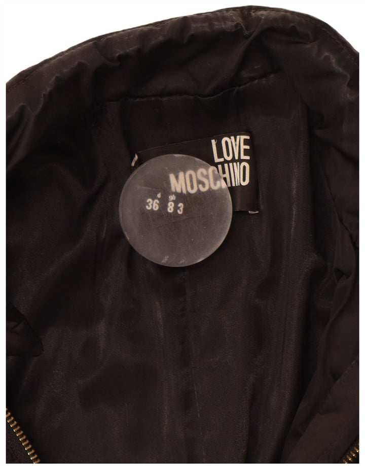 Женское пальто Moschino UK 8, маленькое черное из полиэстера