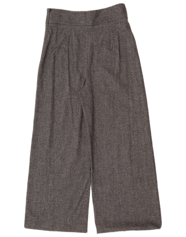 Zara Женские укороченные брюки с широкими штанинами, маленькие W26 L25, серые с узором «елочка»