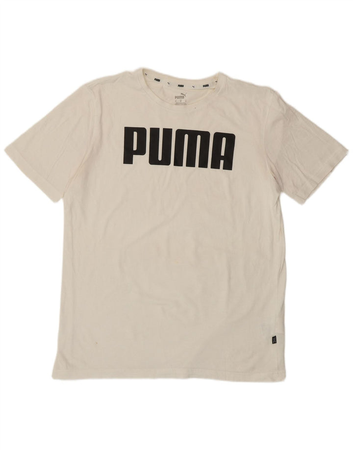 Мужская футболка с рисунком PUMA, средний белый хлопок, белый цвет