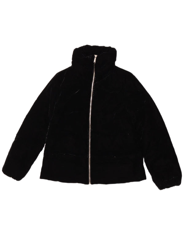 Massimo Dutti Womens Velvet Padded Jacket UK 14 Medium Black Polyester