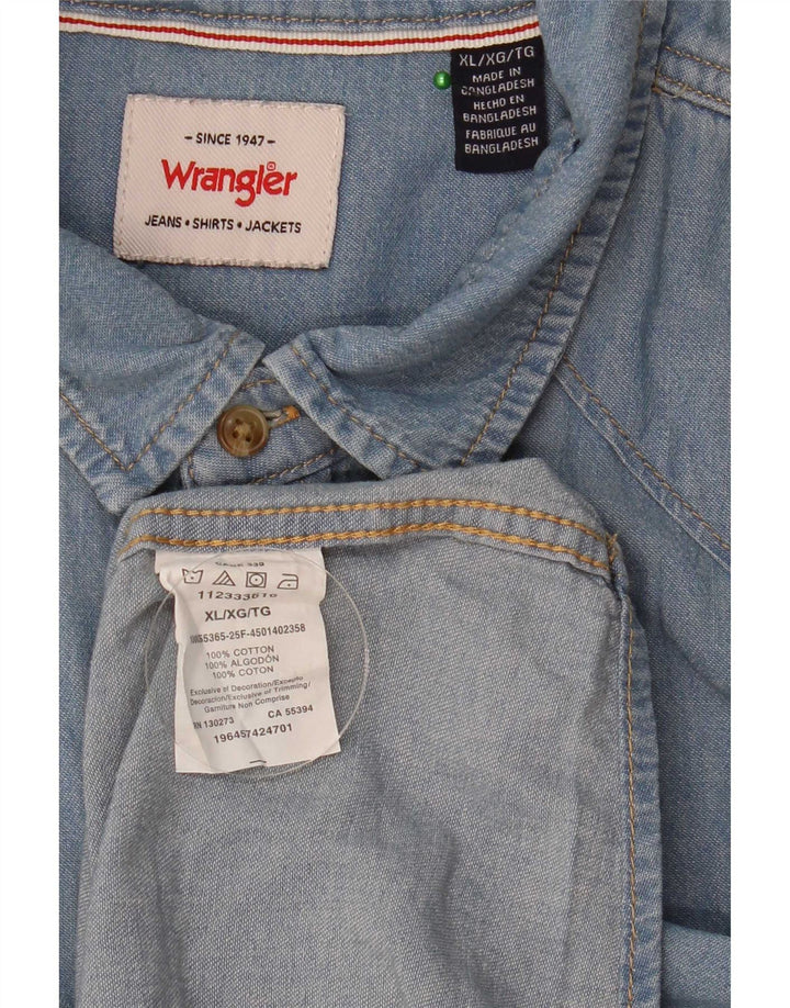 Мужская джинсовая рубашка Wrangler XL, синяя, хлопок