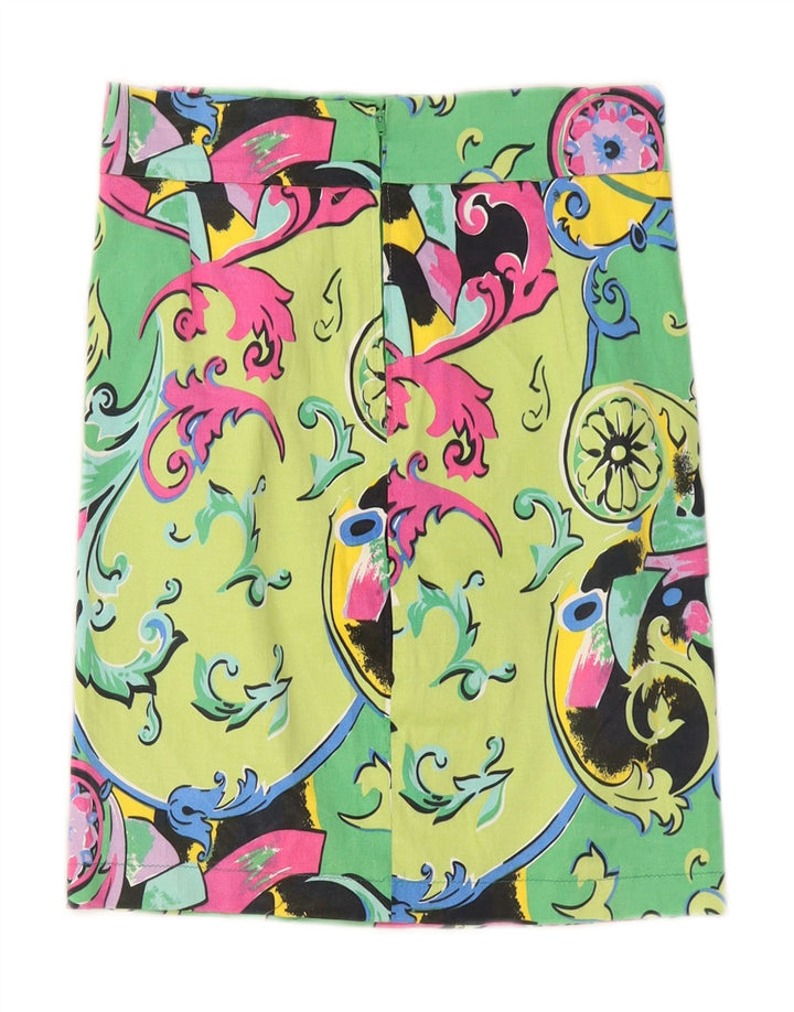 ВИНТАЖНАЯ Женская прямая юбка W26, маленькая зеленая с узором пейсли