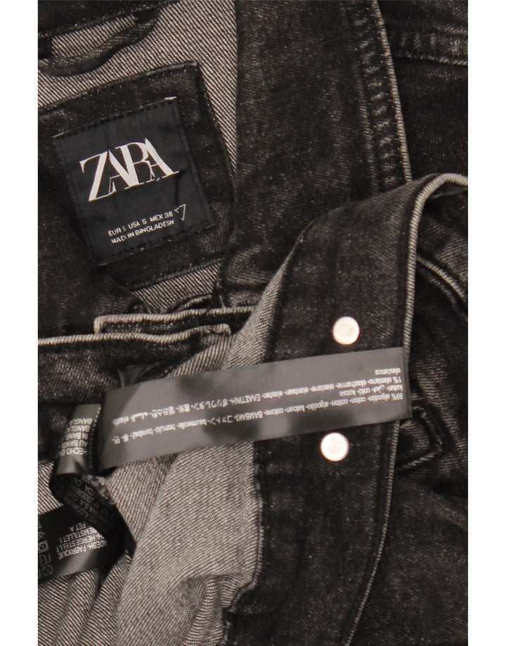 Мужская джинсовая куртка ZARA UK 36, маленькая, черный, хлопок