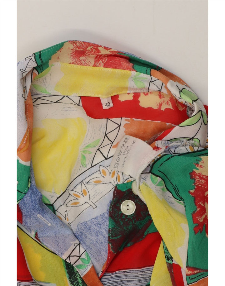 Винтажная женская длинная блузка-рубашка EU 40, средняя разноцветная вискоза