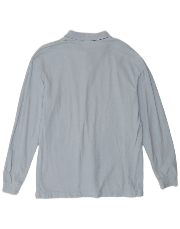 FILA Мужская рубашка-поло свободного кроя с длинным рукавом IT 50, средний синий хлопок