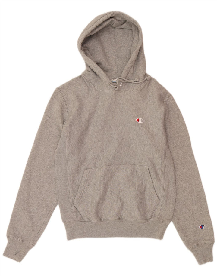 CHAMPION Mens Reverse Weave Hoodie Jumper Small Grey Cotton