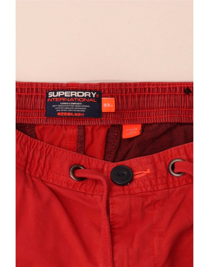Мужские шорты-чиносы Superdry W33, хлопковые, среднего красного цвета