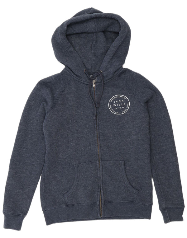 Женский свободный свитер с капюшоном на молнии Jack Wills UK 10, маленький, темно-синий