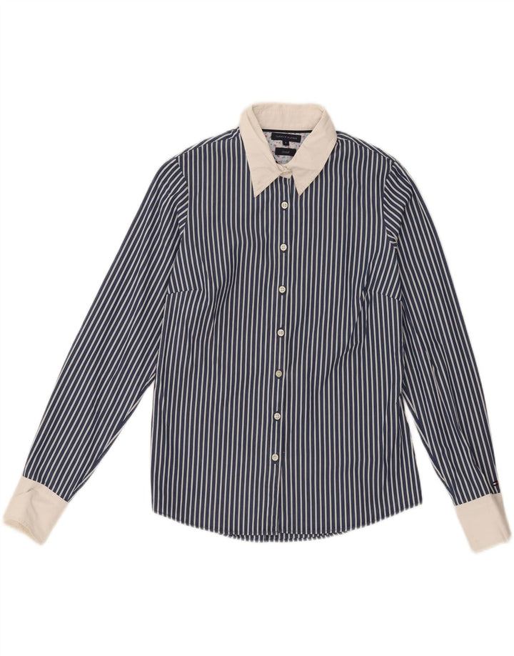 TOMMY HILFIGER Womens Shirt US 6 Medium Navy Blue Striped Cotton Vintage Tommy Hilfiger and Second-Hand Tommy Hilfiger from Messina Hembry 