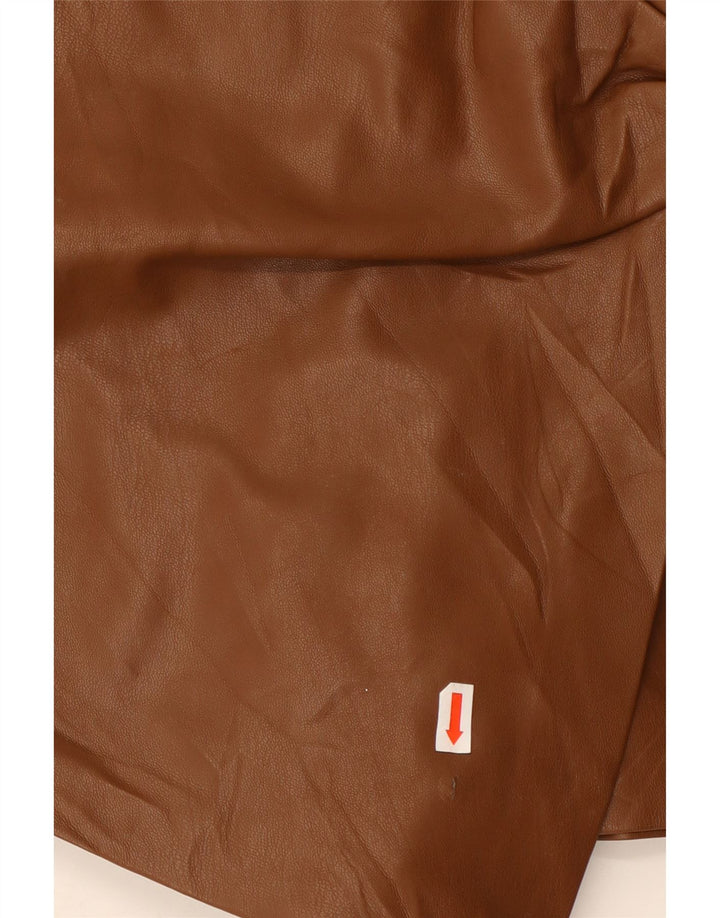 Женские шорты из искусственной кожи ZARA XS W25, коричневые, полиэстер