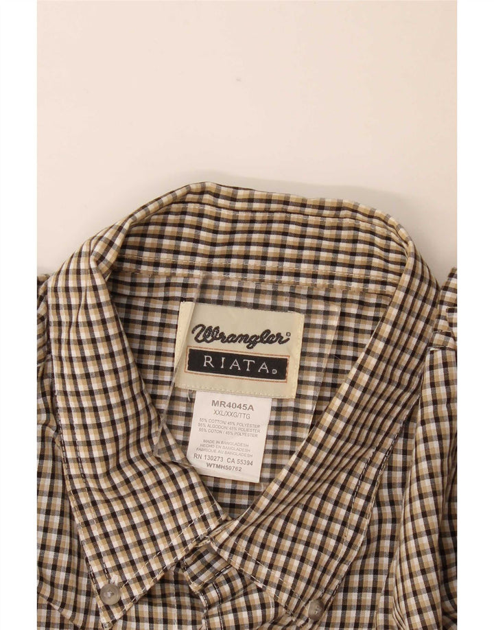 Мужская рубашка Wrangler Riata с коротким рукавом XL, серая, хлопок в мелкую клетку