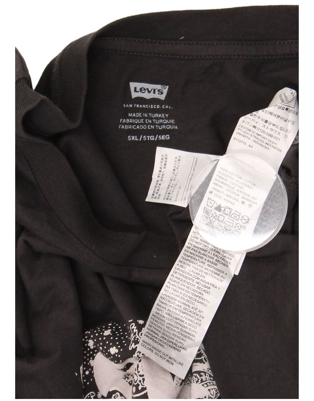 Мужская футболка с рисунком Levi's, размер 5XL, черный хлопок