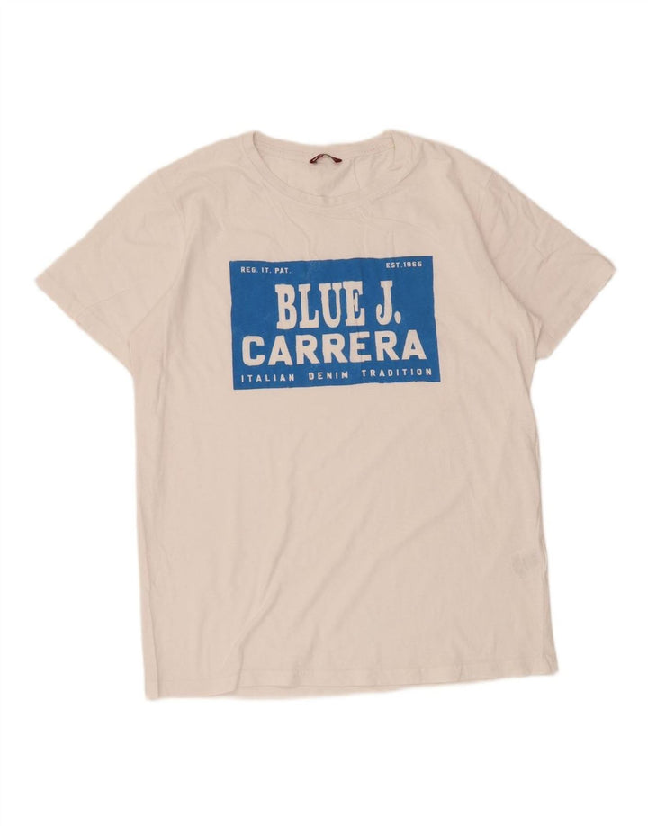 CARRERA Mens Regular Graphic T-Shirt Top XL White Cotton