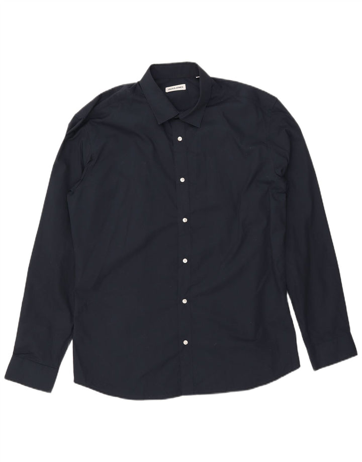 Мужская рубашка JACK & JONES XL темно-синяя, полиэстер