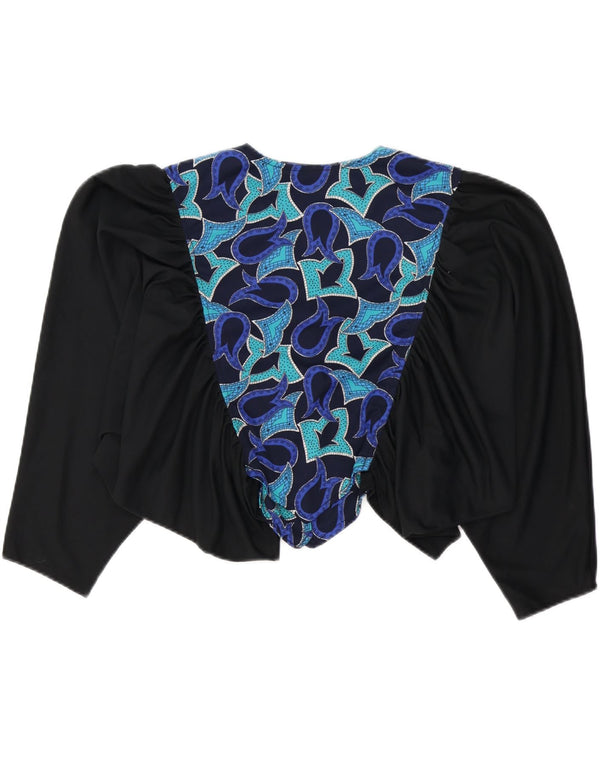 ВИНТАЖНАЯ женская укороченная блузка-рубашка с абстрактным узором, Великобритания 16, большая черная