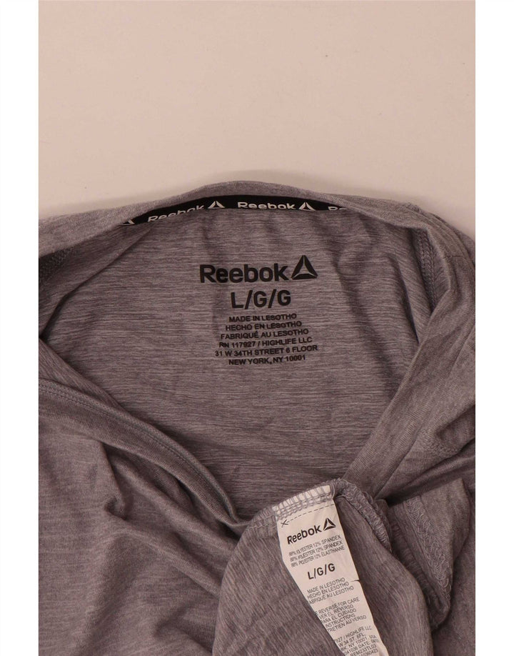 Мужской топ Reebok с длинным рукавом, большой серый полиэстер с крапинками