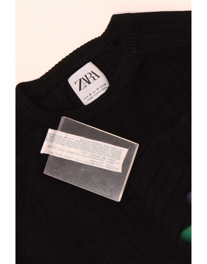 Мужской джемпер с круглым вырезом Zara, средний черный вискозный свитер