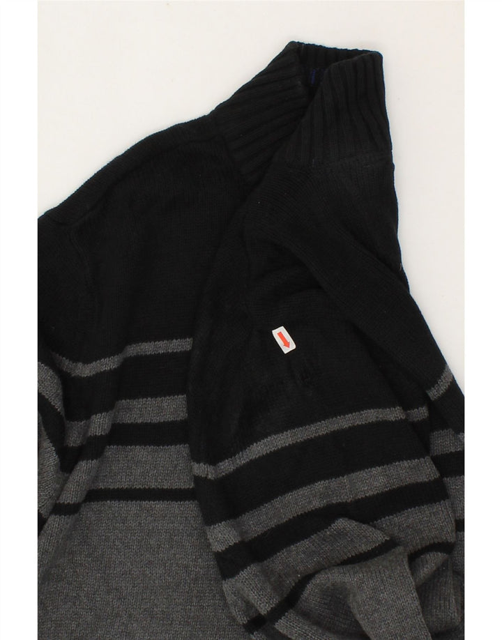 EDDIE BAUER Mens Zip Neck Jumper Sweater Large Grey Colourblock Cotton Vintage Eddie Bauer and Second-Hand Eddie Bauer from Messina Hembry 