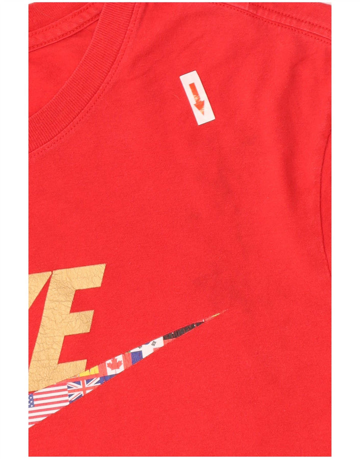 Мужская футболка с рисунком Nike, хлопковый топ среднего красного цвета
