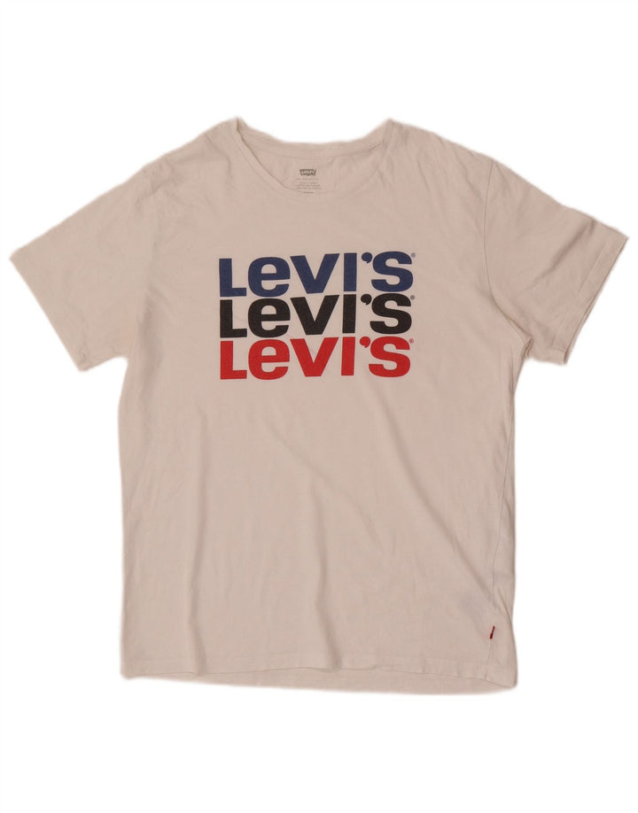 Мужская футболка с рисунком LEVI'S, средний размер, белый хлопок, хлопок