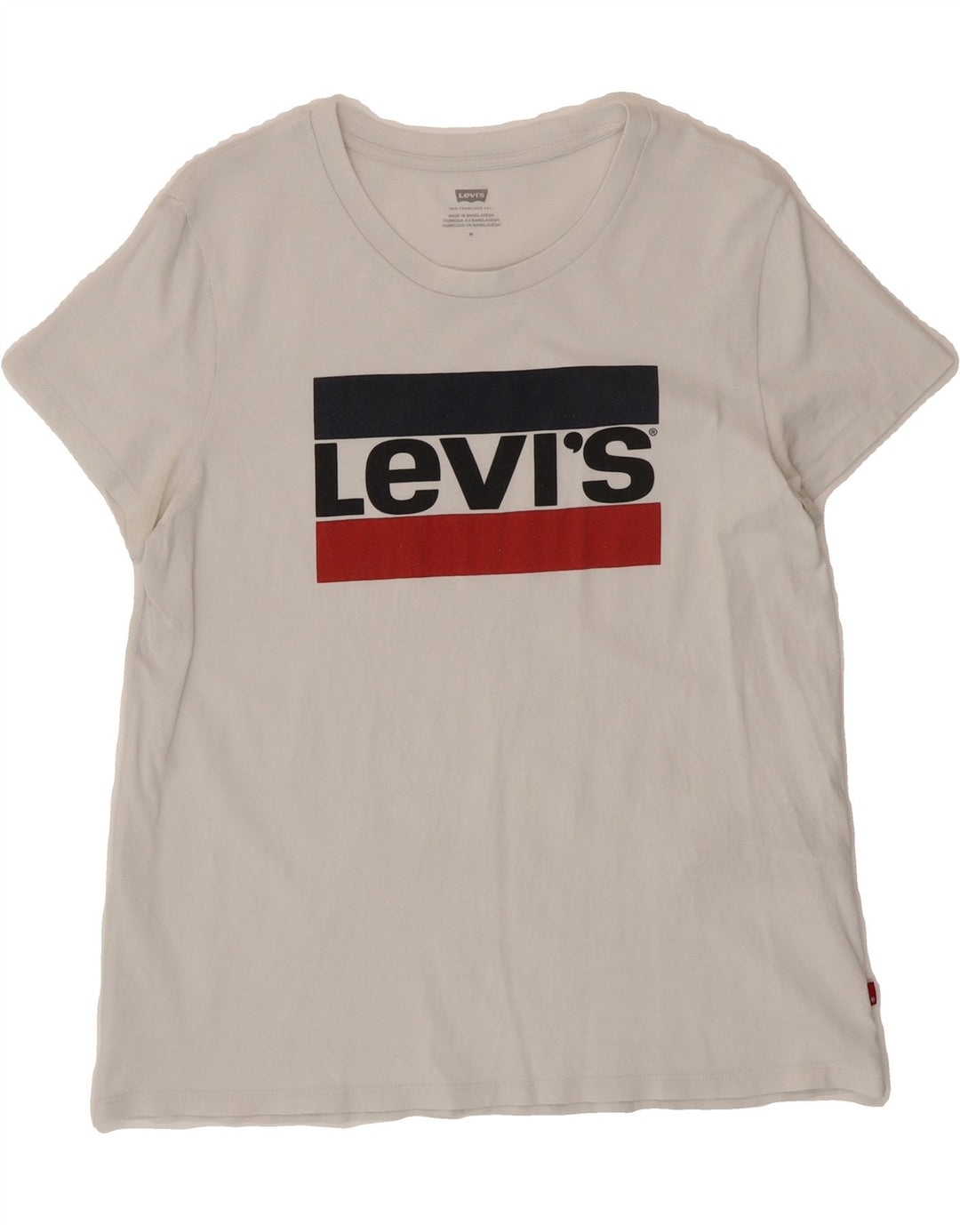 LEVI'S Womens Graphic T-Shirt Top UK 12 Medium White Cotton Vintage Levi's and Second-Hand Levi's from Messina Hembry 