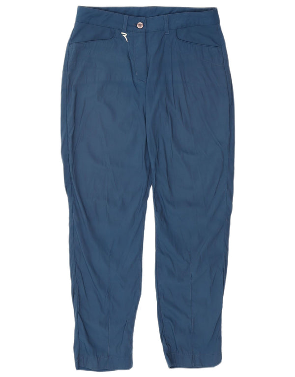CHERVO Womens Slim Casual Trousers UK 8 Small W27 L27 Blue Nylon