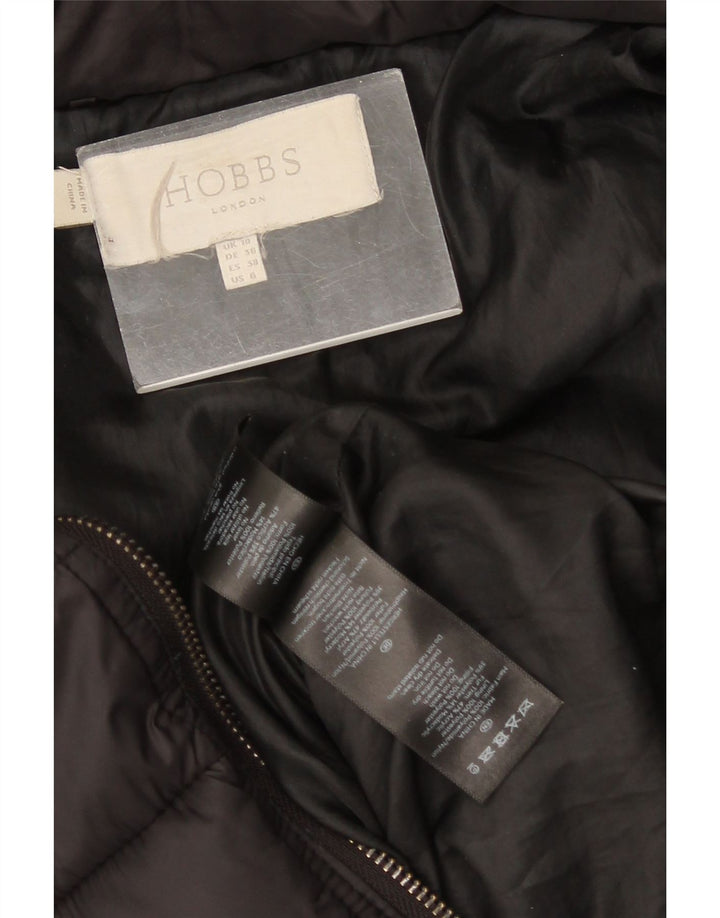 Женское длинное стеганое пальто с капюшоном Hobbs UK 10, маленькое черное нейлоновое пальто