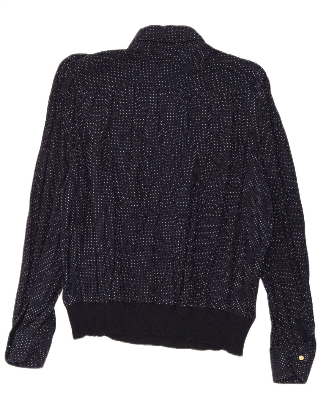 Женская блузка-рубашка VINTAGE UK 16, большая, темно-синяя, в крапинку, вискоза