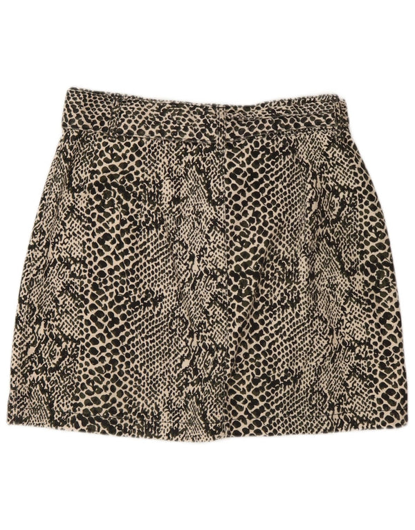 Женская мини-юбка Topshop UK 12, средний размер W30, черный хлопок с животным принтом