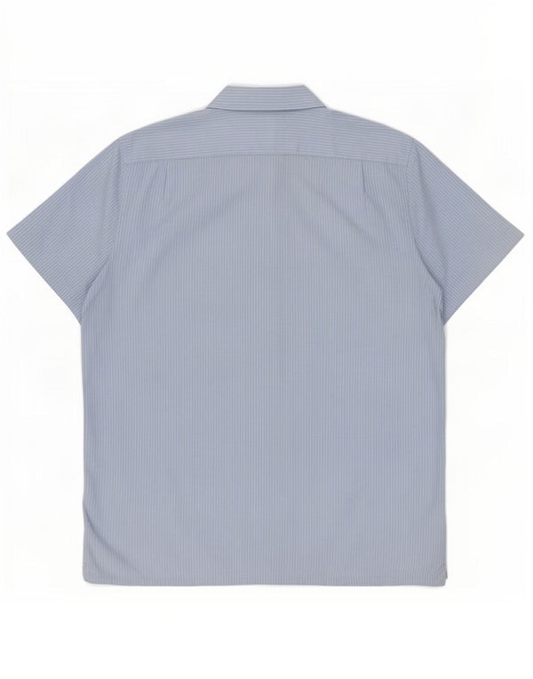 Мужская рубашка стандартного кроя с коротким рукавом Lacoste, размер 44 XL, синяя в тонкую полоску