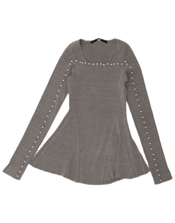 Guess Женская блузка с длинным рукавом Top UK 6 XS Серая вискоза