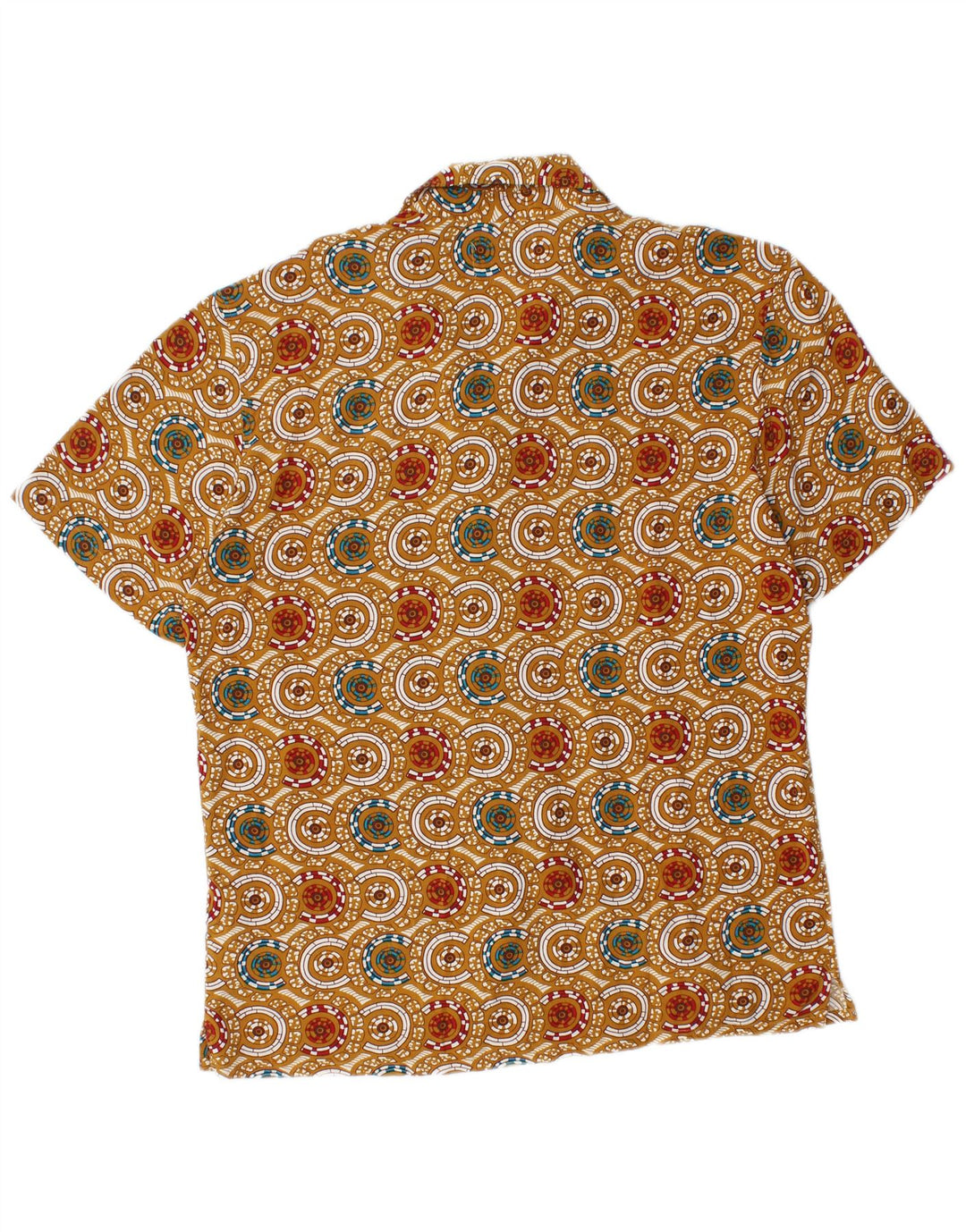 Мужская рубашка с коротким рукавом Pull & Bear, вискоза среднего бежевого цвета с геометрическим рисунком