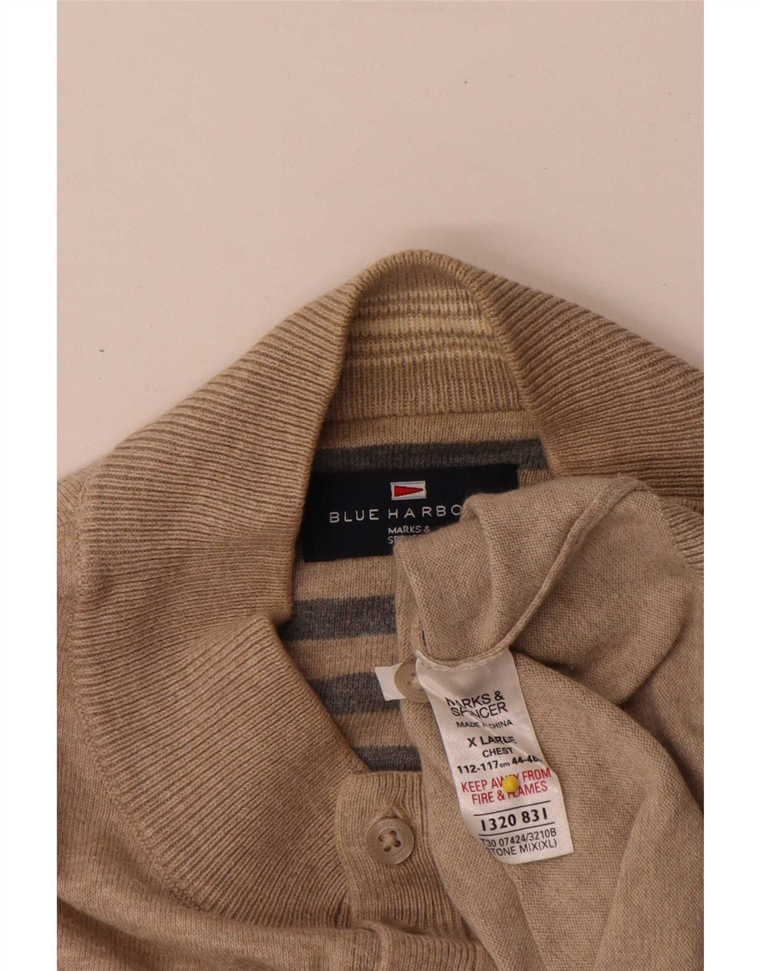Мужской свитер Marks & Spencer Blue Harbour на пуговицах, XL, бежевый