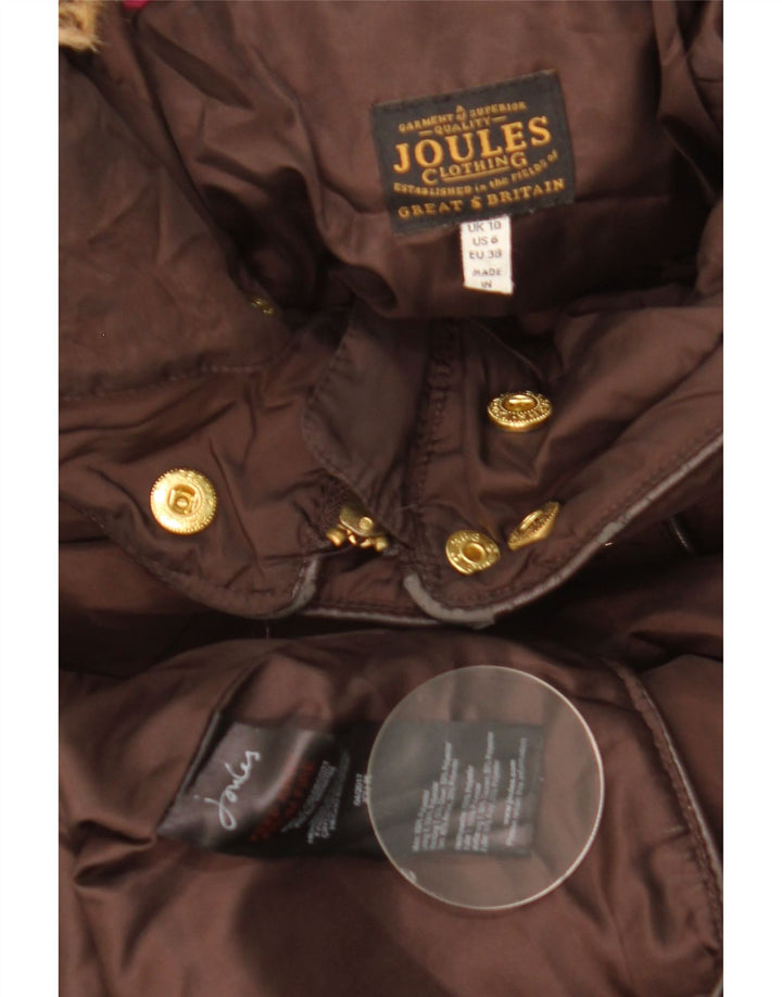 JOULES Женское стеганое пальто с капюшоном UK 10, маленький коричневый, полиэстер